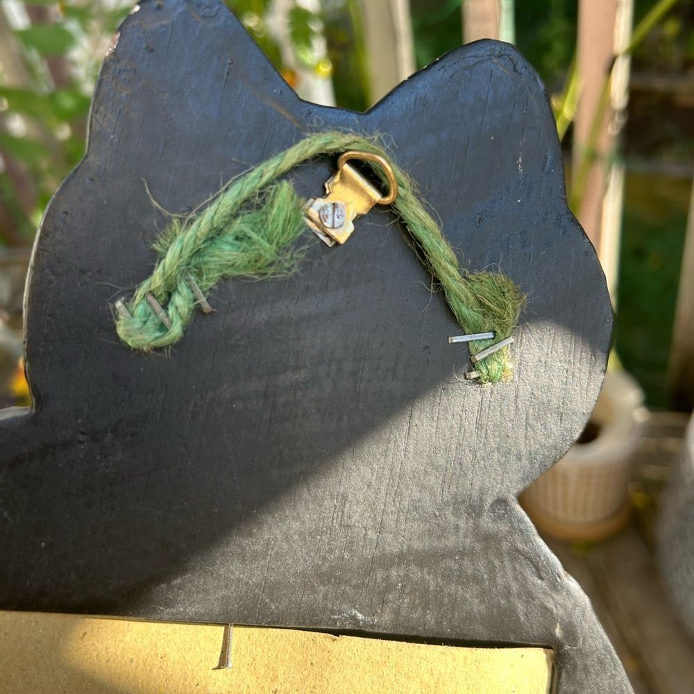 Vtg 90s Whimsical 12.5” X 8” Black Polk a Dot Cat Boho Mirror Indonesia - Picture 11 of 15